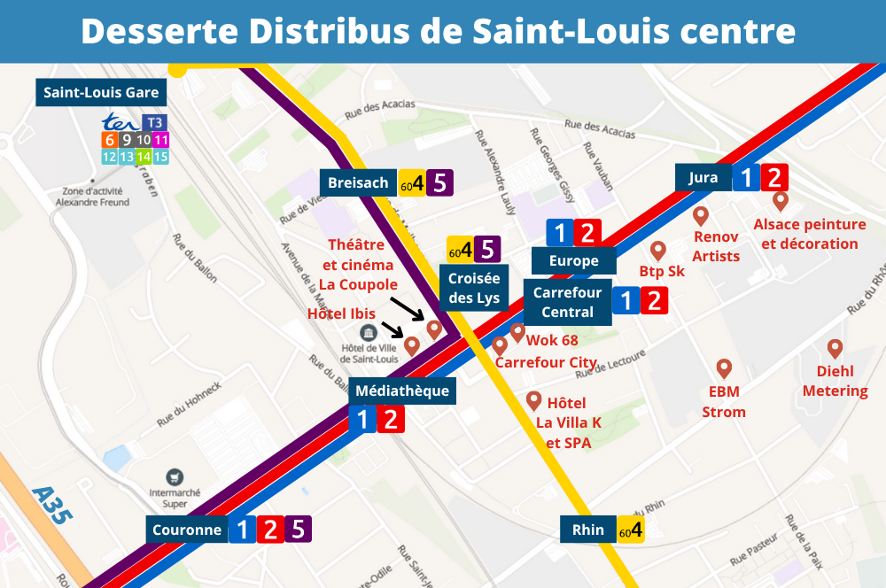 Carte desserte Saint-Louis Centre